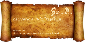 Zsivanov Mátyás névjegykártya