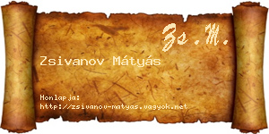 Zsivanov Mátyás névjegykártya